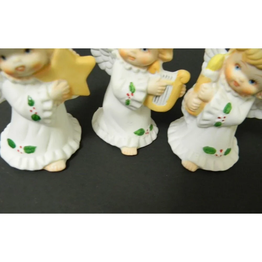 Vintage Christmas Angel Trio Heart Candle and Harp *SEE FULL DESCRPITION